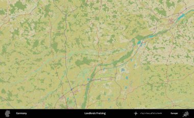 Landkreis Freising. Topografik İnsani Yardım Stili Haritasında Almanya 'nın idari alanı