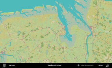 Landkreis Friesland. Topografik İnsani Yardım Stili Haritasında Almanya 'nın idari alanı