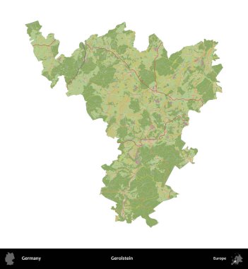 Gerolstein. Almanya 'nın idari bölgesi Topografik İnsani Stil Haritasında beyaza izole edildi
