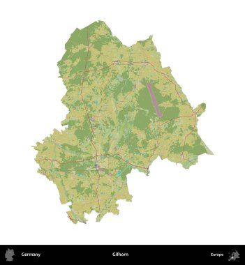 Gifhorn. Almanya 'nın idari bölgesi Topografik İnsani Stil Haritasında beyaza izole edildi