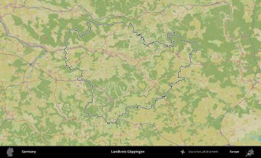 Landkreis Goppingen. Almanya 'nın idari alanı Topografik İnsani Stil Haritası' nda özetlendi