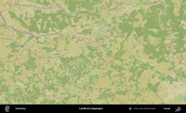 Landkreis Goppingen. Topografik İnsani Yardım Stili Haritasında Almanya 'nın idari alanı