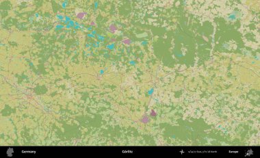 Gorlitz. Topografik İnsani Yardım Stili Haritasında Almanya 'nın idari alanı