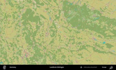 Landkreis Gottingen. Topografik İnsani Yardım Stili Haritasında Almanya 'nın idari alanı