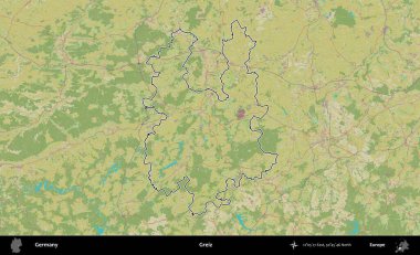 Greiz. Almanya 'nın idari alanı Topografik İnsani Stil Haritası' nda özetlendi