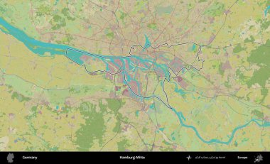 Hamburg-Mitte. Almanya 'nın idari alanı Topografik İnsani Stil Haritası' nda özetlendi