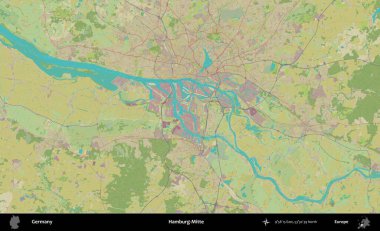 Hamburg-Mitte. Topografik İnsani Yardım Stili Haritasında Almanya 'nın idari alanı
