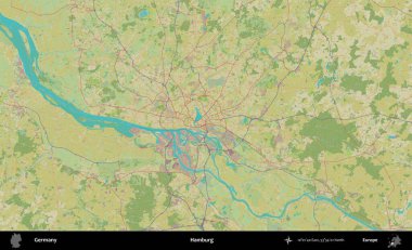 Hamburg. Topografik İnsani Yardım Stili Haritasında Almanya 'nın idari alanı