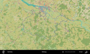 Harburg. Almanya 'nın idari alanı Topografik İnsani Stil Haritası' nda özetlendi
