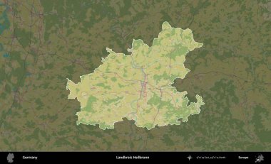 Landkreis Heilbronn. Almanya 'nın idari alanı koyu renkli bir Topografik İnsani Yardım Stili haritasına vurgulandı ve özetlendi