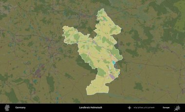 Landkreis Helmstedt. Almanya 'nın idari alanı koyu renkli bir Topografik İnsani Yardım Stili haritasına vurgulandı ve özetlendi
