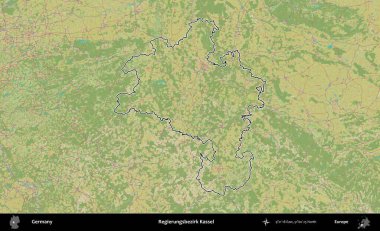 Regierungsbezirk Kassel. Almanya 'nın idari alanı Topografik İnsani Stil Haritası' nda özetlendi