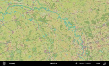 Kreis Kleve. Topografik İnsani Yardım Stili Haritasında Almanya 'nın idari alanı
