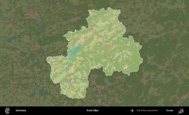 Kreis Olpe. Almanya 'nın idari alanı koyu renkli bir Topografik İnsani Yardım Stili haritasına vurgulandı ve özetlendi