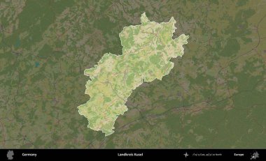 Landkreis Kusel. Almanya 'nın idari alanı koyu renkli bir Topografik İnsani Yardım Stili haritasına vurgulandı ve özetlendi