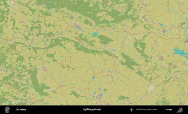 Kyffhauserkreis. Topografik İnsani Yardım Stili Haritasında Almanya 'nın idari alanı