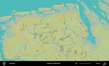 Landkreis Wittmund. Almanya 'nın idari alanı Topografik İnsani Stil Haritası' nda özetlendi