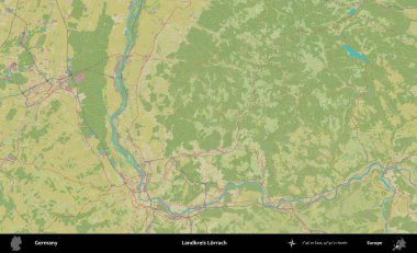 Landkreis Lorrach. Topografik İnsani Yardım Stili Haritasında Almanya 'nın idari alanı
