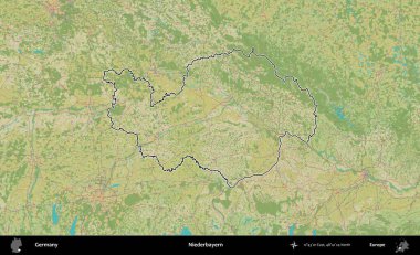 Niederbayern. Almanya 'nın idari alanı Topografik İnsani Stil Haritası' nda özetlendi