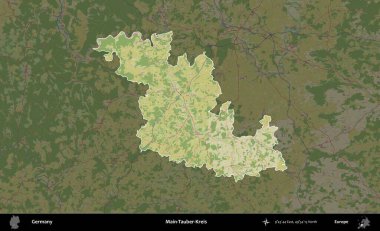 Ana-Tauber-Kreis. Almanya 'nın idari alanı koyu renkli bir Topografik İnsani Yardım Stili haritasına vurgulandı ve özetlendi