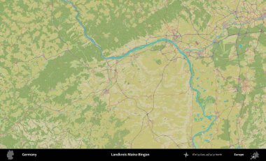 Landkreis Mainz-Bingen. Topografik İnsani Yardım Stili Haritasında Almanya 'nın idari alanı