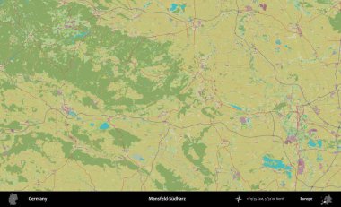 Mansfeld-Sudharz. Topografik İnsani Yardım Stili Haritasında Almanya 'nın idari alanı