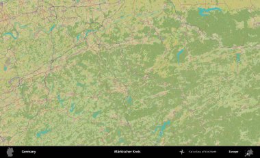 Markischer Kreis. Topografik İnsani Yardım Stili Haritasında Almanya 'nın idari alanı