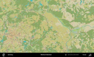 Markisch-Oderland. Topografik İnsani Yardım Stili Haritasında Almanya 'nın idari alanı
