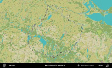 Mecklenburgische Seenplatte. Almanya 'nın idari alanı Topografik İnsani Stil Haritası' nda özetlendi
