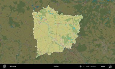 Meien. Almanya 'nın idari alanı koyu renkli bir Topografik İnsani Yardım Stili haritasına vurgulandı ve özetlendi