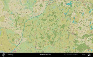 Amt Mittelholstein. Topografik İnsani Yardım Stili Haritasında Almanya 'nın idari alanı