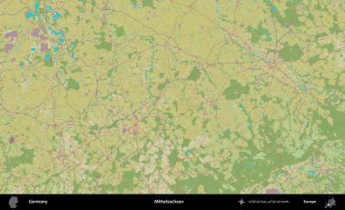 Mittelsachsen 'de. Topografik İnsani Yardım Stili Haritasında Almanya 'nın idari alanı
