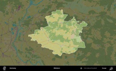 Alaycı. Almanya 'nın idari alanı koyu renkli bir Topografik İnsani Yardım Stili haritasına vurgulandı ve özetlendi