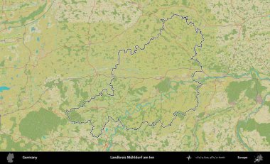 Landkreis Muhldorf am Inn. Almanya 'nın idari alanı Topografik İnsani Stil Haritası' nda özetlendi