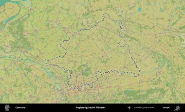 Regierungsbezirk Munster. Almanya 'nın idari alanı Topografik İnsani Stil Haritası' nda özetlendi