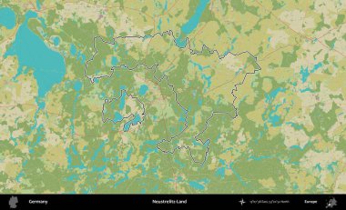 Neustrelitz-Diyarı. Almanya 'nın idari alanı Topografik İnsani Stil Haritası' nda özetlendi