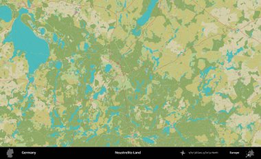 Neustrelitz-Diyarı. Topografik İnsani Yardım Stili Haritasında Almanya 'nın idari alanı