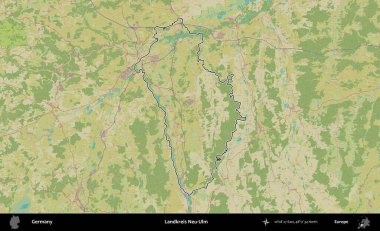 Landkreis Neu-Ulm. Almanya 'nın idari alanı Topografik İnsani Stil Haritası' nda özetlendi