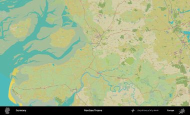 Nordsee-Treene. Topografik İnsani Yardım Stili Haritasında Almanya 'nın idari alanı