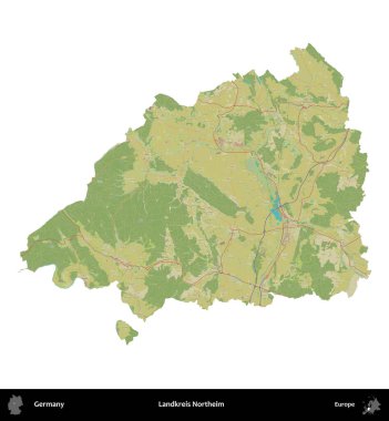 Landkreis Northeim. Almanya 'nın idari bölgesi Topografik İnsani Stil Haritasında beyaza izole edildi