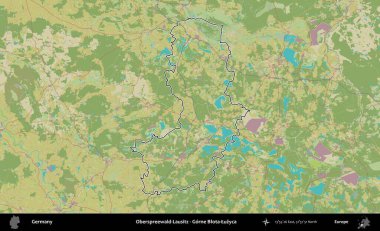 Oberspreewald-Lausitz - Gorne Bota-uzyca. Almanya 'nın idari alanı Topografik İnsani Stil Haritası' nda özetlendi