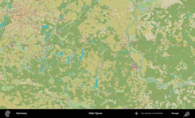 Oder-Spree. Topografik İnsani Yardım Stili Haritasında Almanya 'nın idari alanı