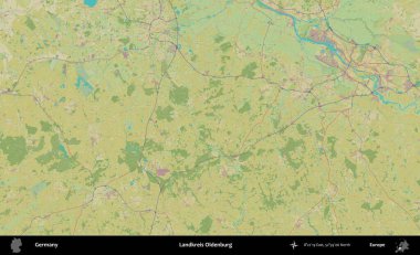Landkreis Oldenburg. Topografik İnsani Yardım Stili Haritasında Almanya 'nın idari alanı