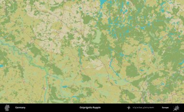Ostprignitz-Ruppin. Topografik İnsani Yardım Stili Haritasında Almanya 'nın idari alanı