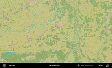 Kreis Paderborn. Topografik İnsani Yardım Stili Haritasında Almanya 'nın idari alanı