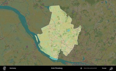 Kreis Pinneberg. Almanya 'nın idari alanı koyu renkli bir Topografik İnsani Yardım Stili haritasına vurgulandı ve özetlendi