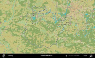 Potsdam-Mittelmark. Almanya 'nın idari alanı Topografik İnsani Stil Haritası' nda özetlendi