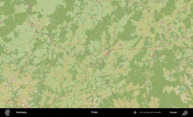 Prum. Topografik İnsani Yardım Stili Haritasında Almanya 'nın idari alanı