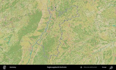 Regierungsbezirk Karlsruhe Almanya 'nın idari alanı Topografik İnsani Stil Haritası' nda özetlendi