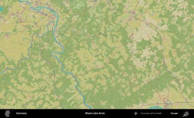 Rhein-Lahn-Kreis. Topografik İnsani Yardım Stili Haritasında Almanya 'nın idari alanı